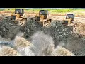 Download Lagu Be Careful, Dangerous Place To Work !! Trucks 25T And  Dozer KOMATSU Filling Bury a Sink Land