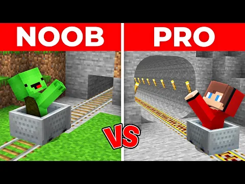 Download MP3 JJ And Mikey NOOB vs PRO Best TUNNEL For A TRAIN in Minecraft Maizen