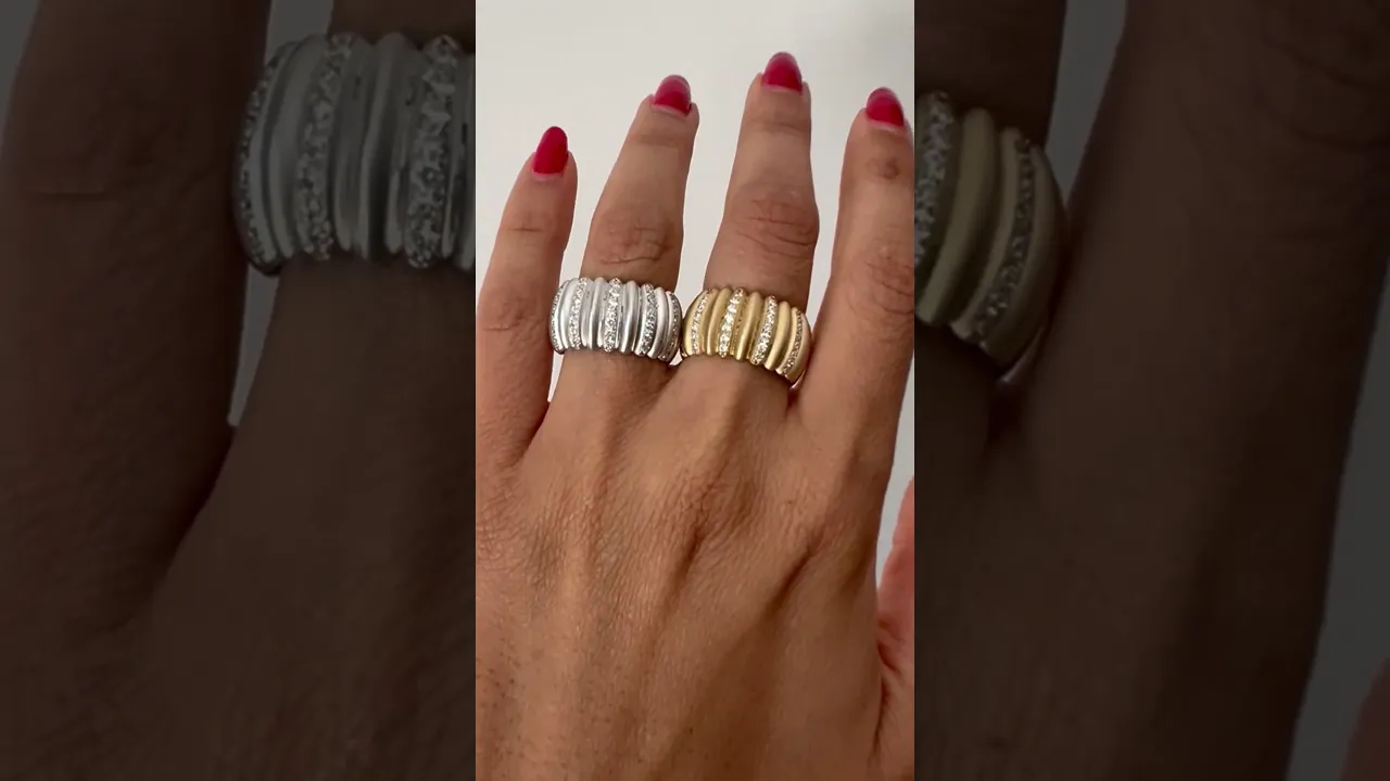 14K Gold Alternate Diamond Wide Dome Ring