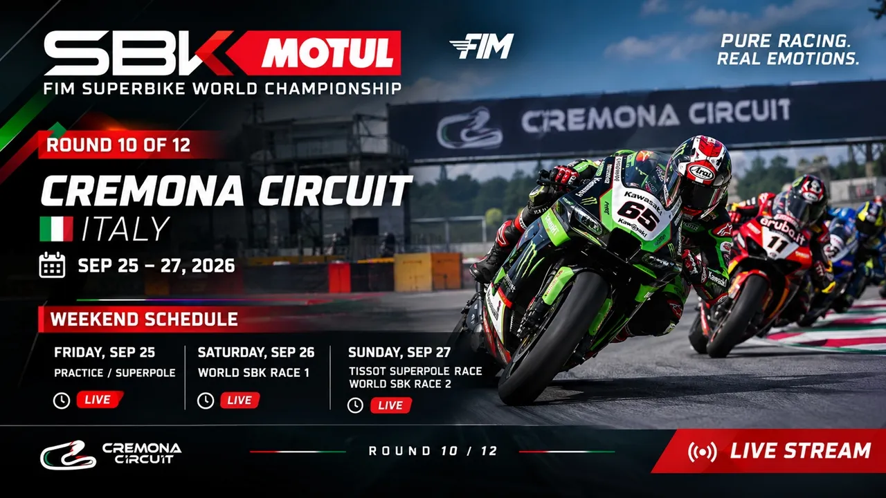 🔴LIVE | 2026 MOTUL FIM Superbike World Championshi Live | Cremona,Italy | Superbike World Live On TV 2026-09-26 10:48
