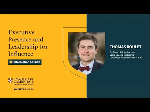 Information session on Cambridge Judge’s Executive Presence and Leadership for Influence Program