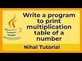 Write a program to print multiplication table of a number in java Bluej Java Programing
