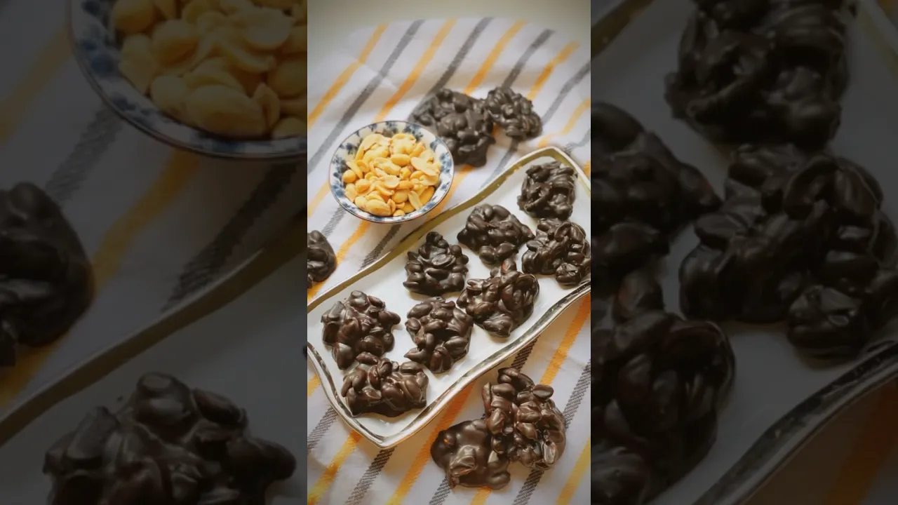 Chocolate peanut clusters #shorts (Full recipe details in the pinned comment)