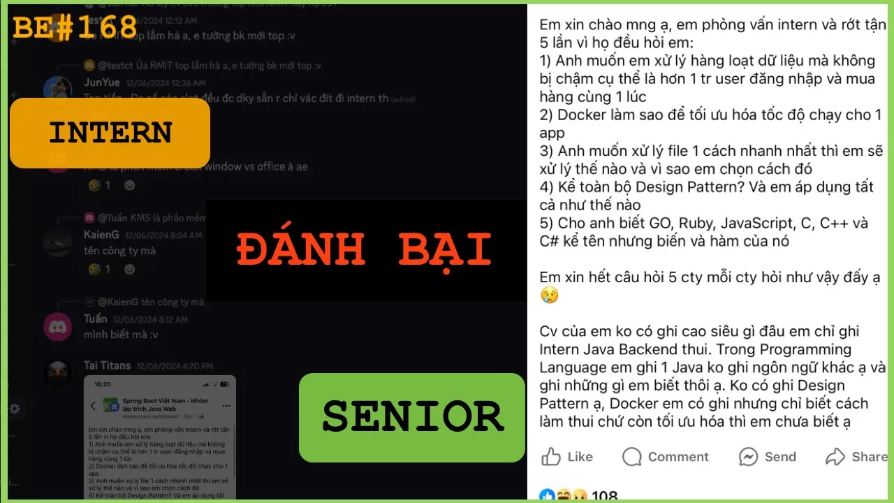 Outline Video Cách Intern đánh bại người phỏng vấn Senior? Kịch bản thực tế và câu trả lời phỏng vấn