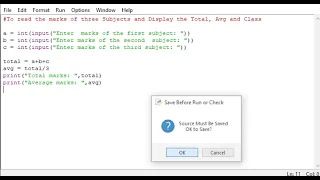 python program to enter marks of three Subjects and Display the Total Avg and Class