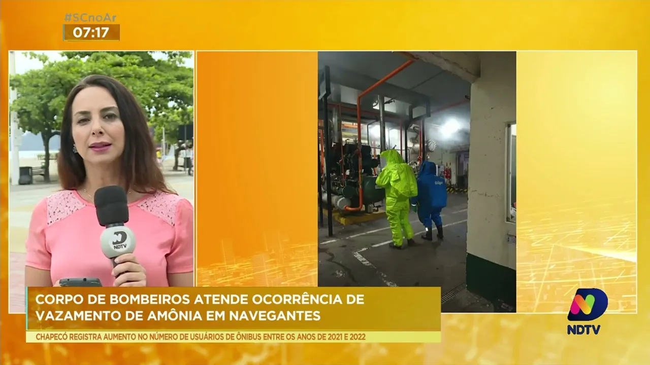 Bombeiros flagram vazamento de amônia próximo a indústria de Navegantes, no Litoral Norte de SC