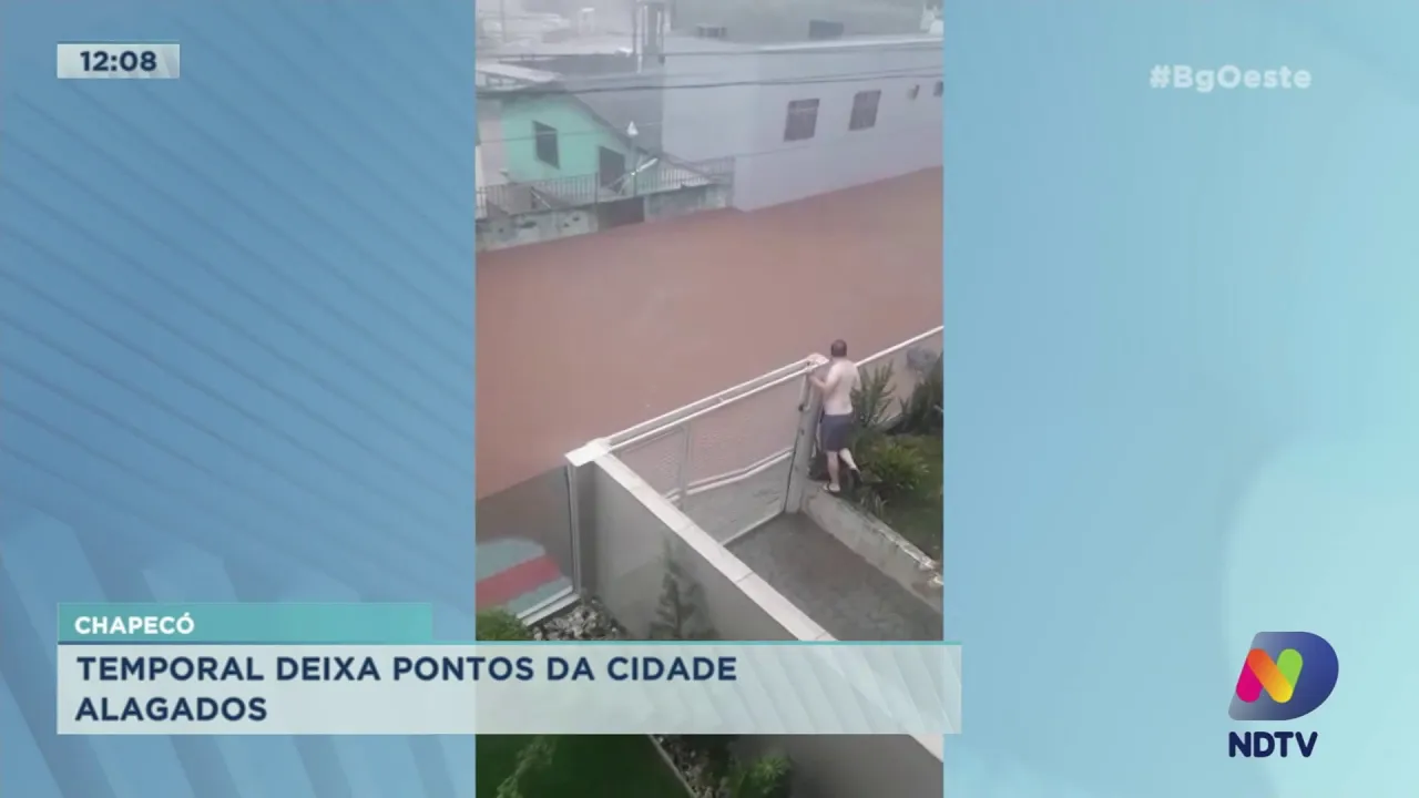 Chapecó: Temporal deixa pontos da cidade alagados