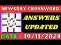 Newsday Crossword Clue Answers for Nov 19 2024 Solved
