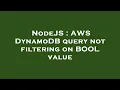 NodeJS AWS DynamoDB query not filtering on BOOL value