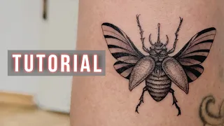 دروس وشم على الجلد الحقيقي كيفية رسم وشم بتصميم خنفساء للمبتدئين 