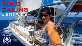 Sailing Solo on a 57ft Yacht AND we get a new Mainsail.