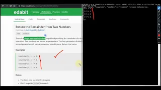Return The Remainder from Two Numbers Python Edabit Challange Beginners