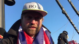 Alex Thomson at the finish of the Vendée Globe 2016/7