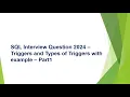 Most Asked SQL Interview Question 2024 - Triggers and Types of Triggers with example Oracle PLSQL