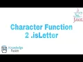 Character Function - isLetter Method JAVA Programming ICSE
