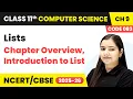 Lists - Chapter Overview Introduction to Lists Class 11 Computer Science Chapter 9 CBSE 2025-26
