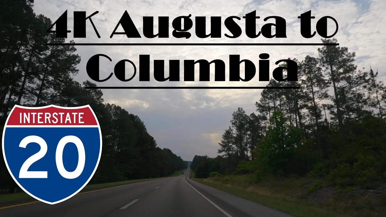 4K I 20 East. Interstate 20 East.  Augusta GA, to Columbia SC.  Part 1