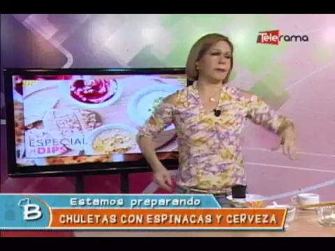 Chuletas con espincas y cerveza