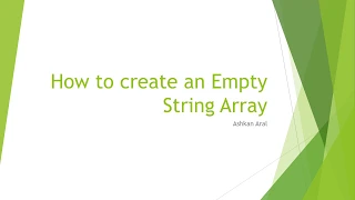 How to create an Empty String Array