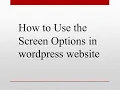 How to Use the Screen Options in wordpress website