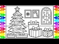 How to Draw a Christmas Tree with Presents Under it Christmas Drawing and Coloring Page for Kids