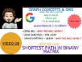 Shortest Path in Binary Matrix Leetcode-1091 Dijkstra in 2-D Matrix Graph Concepts Qns - 29