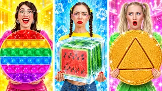🔺🍕 GEOMETRIC FOOD CHALLENGE! Circle VS Triangle VS Square 🤩 | 123 GO!
