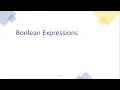Boolean Expressions