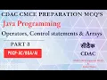 CDAC Java Programming CMCE Preparation MCQ s Operators Control statements Arrays Part 3