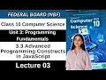Programming Constructs in JavaScript Chapter 3 Programming Fundamentals Class 10 CS Federal 2026