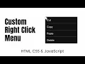 How to Create Custom Right Click Menu Context Menu using HTML CSS JavaScript Hindi