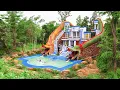 Download Lagu [Full Video] Build Creative Dragons Water Slide Park To Swimming Pool With Villa Design In Forest