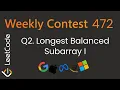 Weekly Contest 472 Longest Balanced Subarray I Leetcode 3719 HashSet Solution Dry Run