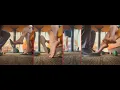 Lucky Lunch Date Public Shoeplay Dangling Heel Pop Shoe Drop Flats Bare Feet