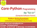 Python String Functions Python String endswith expandtabs find format functions