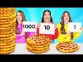 Download Lagu KABUR DARI TANTANGAN 100 LAPIS MAKANAN || Makanan Raksasa VS Mungil Selama 24 Jam oleh 123 GO!