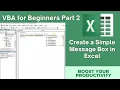 VBA for Beginners Part 2 - Create a Simple Message Box in Excel