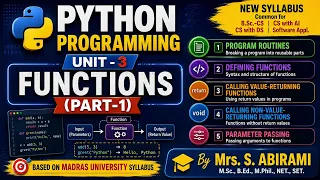 Python Unit-3 Functions Part-1 explained in tamil Madras University syllabus