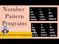 Number Pattern Programs in Python Python Tutorials for Beginners