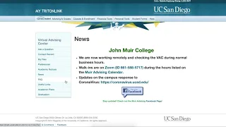 Virtual Advising Center VAC Tutorial 2020 UC San Diego