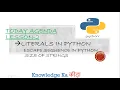 Literals in Python in Hindi Escape Sequence Size of String Python Tutorial