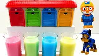 Learn Colors for Kids with Painting Pororo Cars, Paw Patrol Slide Play and Fun Race!