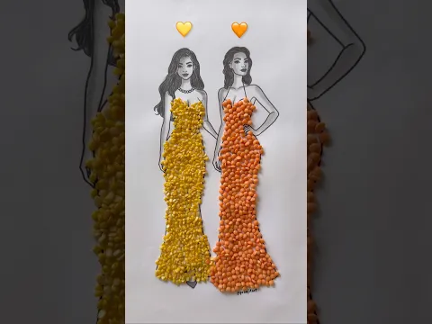 Rate my Art dresses from 0 to 9999 !! 💛 VS 🧡 #shorts #art #creativeart #dressdesign