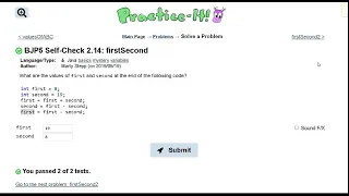 Java Practice-it Primitive Data and Definite Loops Self-Check 2 14 firstSecond