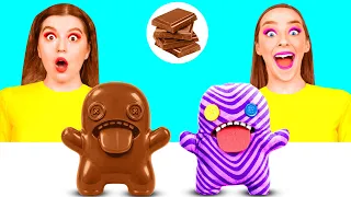 Desafío De Comida Real vs. De Comida Chocolate | Ideas Inteligentes Para La Alimentación de DaRaDa