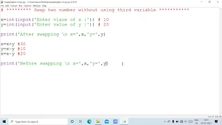 Swap two numbers without using third variable - Python Programs