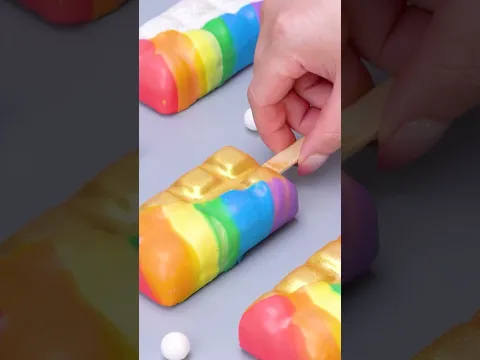 🍭 This Rainbow Drip Is Pure Magic! 🌈 #shorts #cream #satisfying