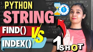 PYTHON - STRING find Vs index Master Class 12 CS in Just 5 Min