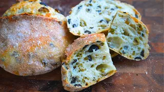 Easy No Knead Italian Olive Bread Recipe