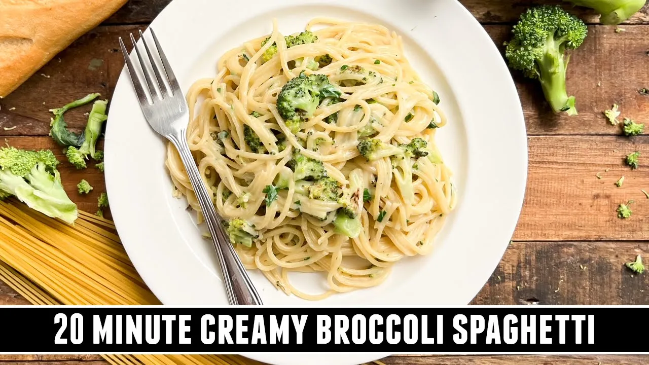 Creamy Broccoli Spaghetti   Crazy GOOD 20 Minute Pasta Recipe